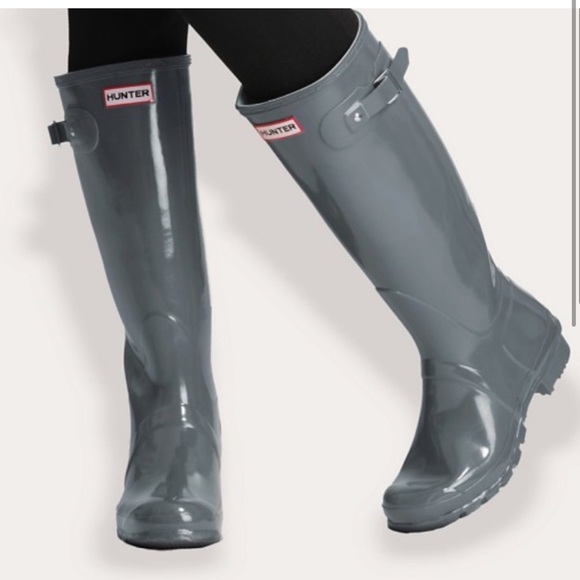 Hunter Shoes - Hunter Women’s Original Tall Gloss Rainboots in grey